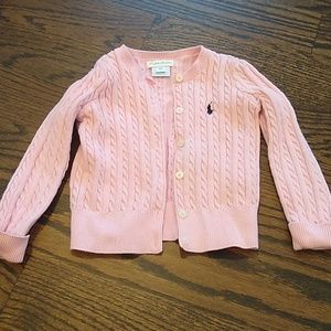 Ralph Lauren Girls Pink Button Down Sweater